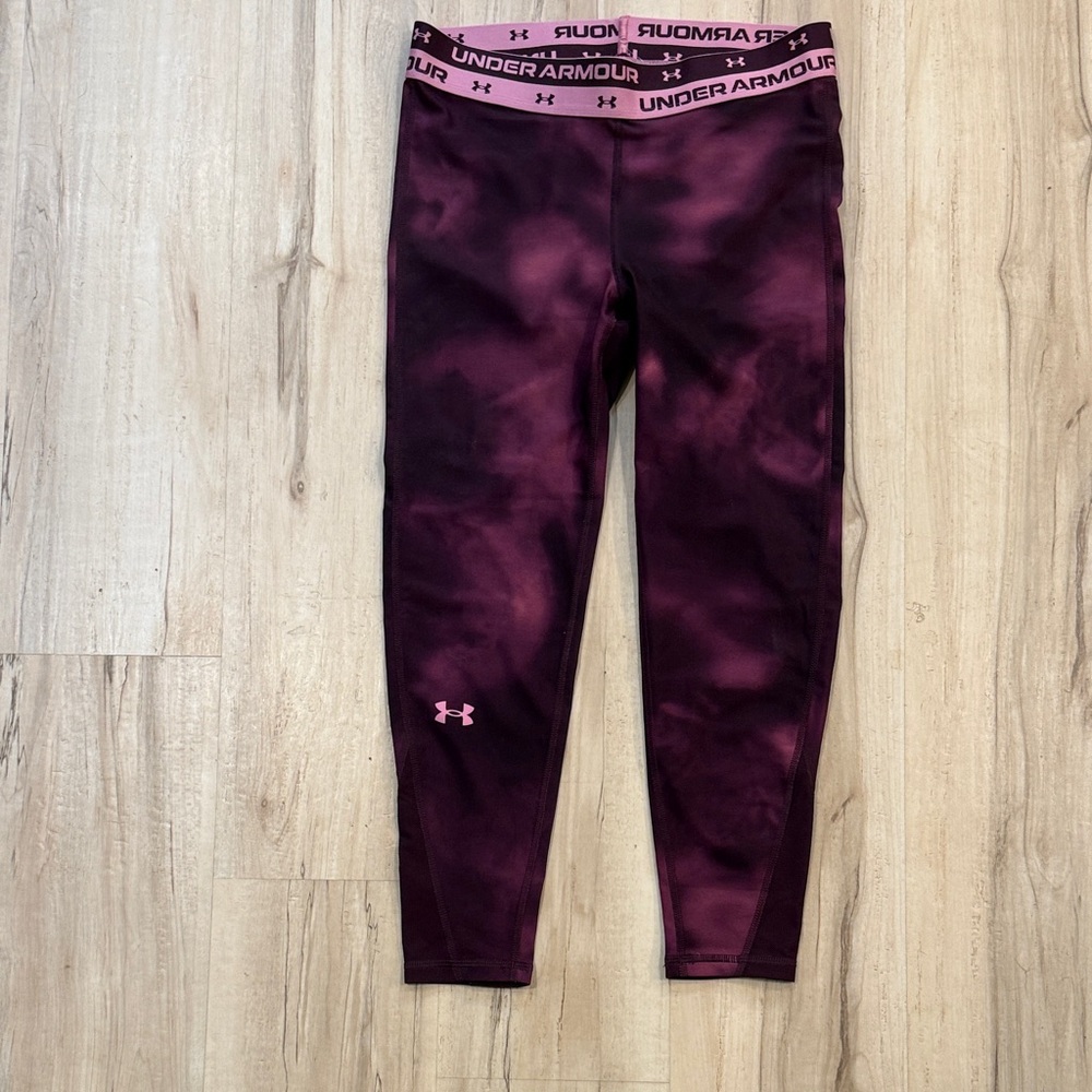 Under Armour Girls' Maroon & Pink Tie-Dye Leggings